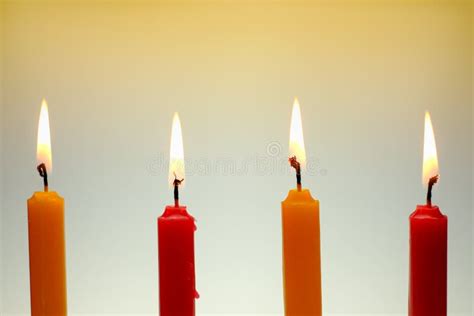 Four Light Flame Candle Burning Brightly Stock Photo Image Of Festive