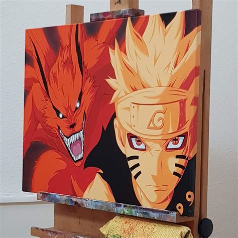 Kurama And Naruto Acrylic Painting Anime Art Amino