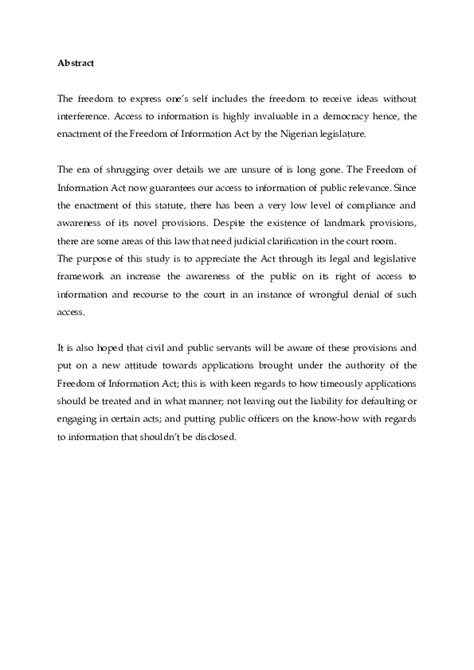 Pdf An Evaluation Of The Freedom Of Information Act Uduakobong Ekpo