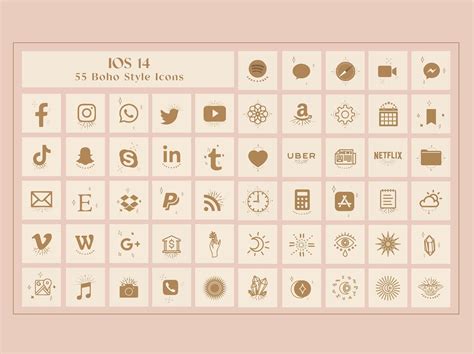 IOS 14 Boho App Covers 55 Beige App Icons Etsy Iphone Wallpaper App