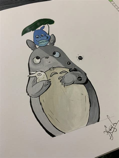 Totoro Acrylic Painting Done By Me Artbuddy