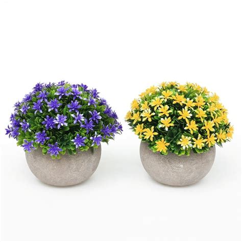 2 packs small artificial plants in pot mini faked potted plants decorative faux plants