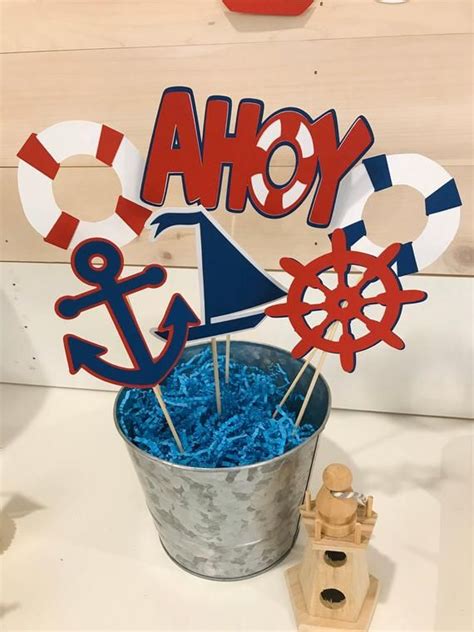 Nautical Centerpiece Anchor Decor Ahoy Its A Boy Etsy In 2020