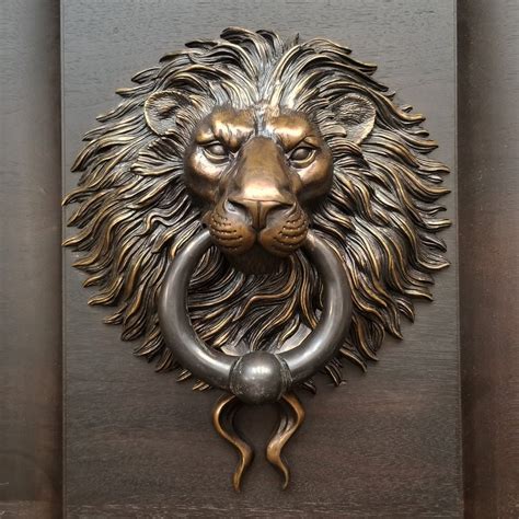 Lion Door Knocker With Ball Ring Very Large Cast Bronze With Etsy