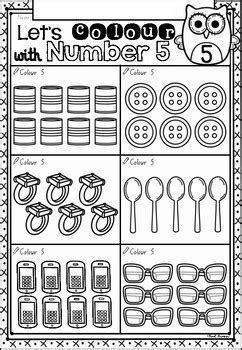 Count and Colour Math Worksheets in NSW Foundation Font for Kindergarten