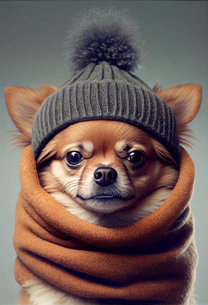 Premium Ai Image A Dog Wearing A Hat And Scarf With A Scarf