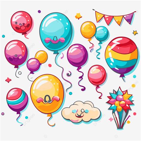 Balloons Birthday Sticker Clipart Colorful Cartoon Balloons And Other