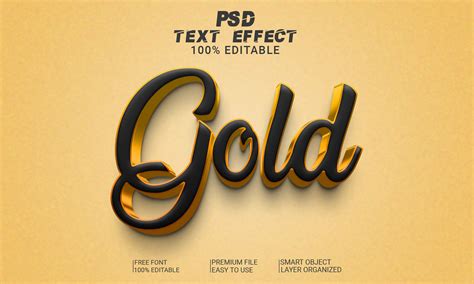 Gold 3d Text Effect Psd File Graphic By Imamul0 · Creative Fabrica