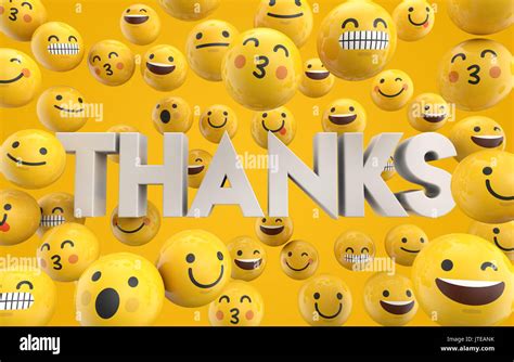 Conjunto De Caracteres Emoji Emoticonos Caras Con La Palabra Gracias