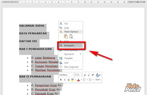 Cara Membuat Titik Titik Di Daftar Isi Pada Ms Word Otomatis Nekopencil