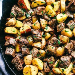 These easy garlic herb steak bites are a great way for steak lovers to have steak without cooking up a huge hunk of meat. Garlic Butter Herb Steak Bites with Potatoes | The Recipe ...