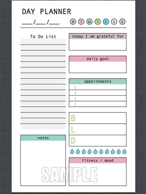 Paper Paper And Party Supplies A4 Undated Fillable And Printable Planner