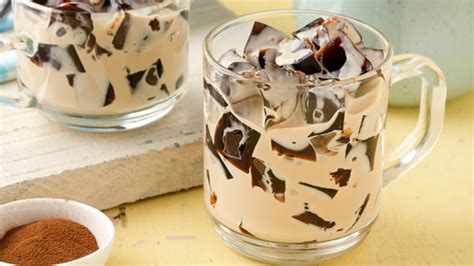 Let the gelatin absorb some water, for a few minutes, and then add another ½ cup of hot water and ½ cup sugar. Easy Coffee Jelly Recipe