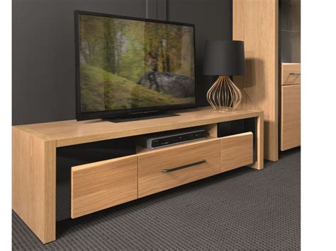 Arosa Modern Tv Cabinet Stand Entertainment Unit Oak Wood Veneer Black