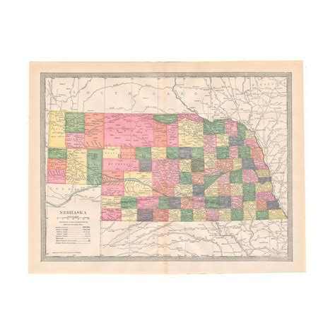 Antique Color Map Of Nebraska From Disbound 1906 Encyclopedia Etsy