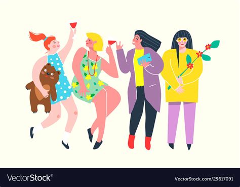 Girls Only Party Flat Colorful Design Feminine Vector Image