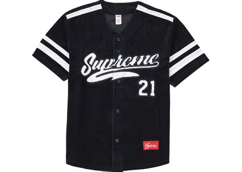 Supreme Velour Baseball Jersey Black Fw20