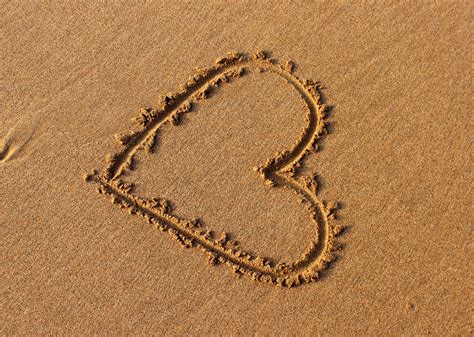 Free Photo Heart Drawn In The Sand Affection Beach Care Free