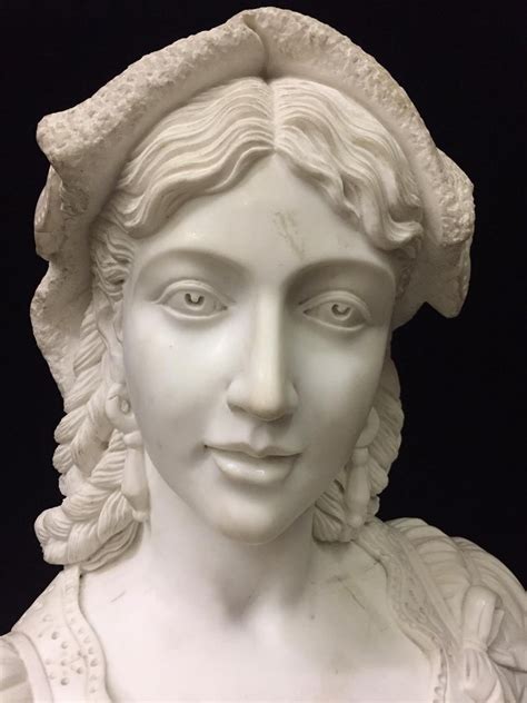 Italian Carved Marble Bust On Marble Pedestal For Sale At