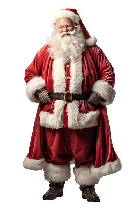 Full Body Portrait Of Santa Claus Isolated On Transparent Background