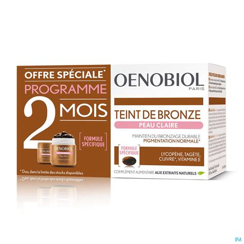 Oenobiol Teint Bronze Peau Claire 2x30 Capsules Crèmes Solaires