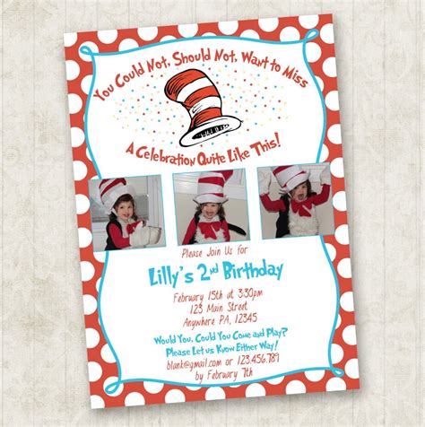 Cat In The Hat Birthday Invitation