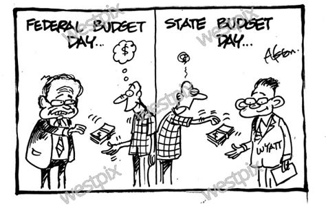 Dean Alston Cartoon Federal Budget Day Versus Westpix