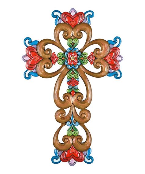 Jim Shore Red And Blue Floral Wall Cross Décor Cross Wall Art Wall