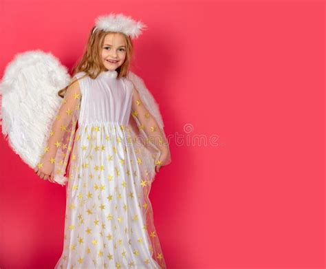 beautiful little angel girl portrait of innocent girl angel with angelic wings valentine card