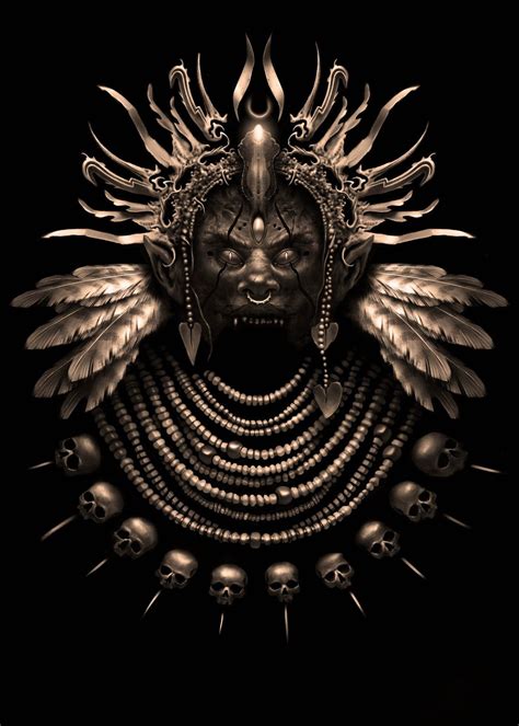Demon God Tim Vedel Dark Fantasy Art Demon God Aztec Tattoo