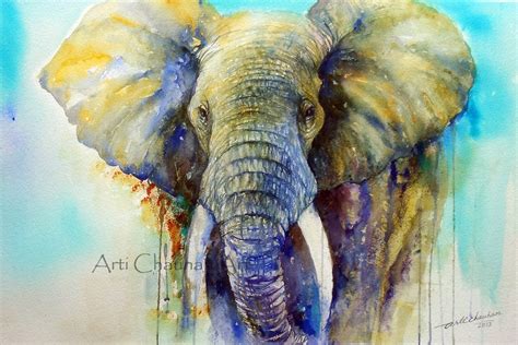 Original Art Elephant Painting In Watercolor By Artiart On Etsy