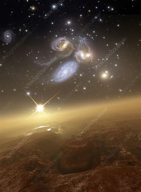 Alien Planet And Galaxies Illustration Stock Image