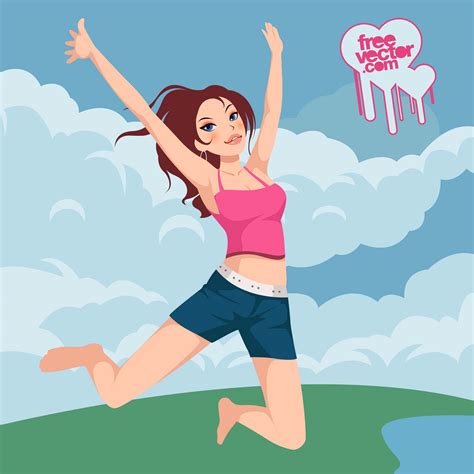 Jumping Girl Vector Vector Art And Graphics