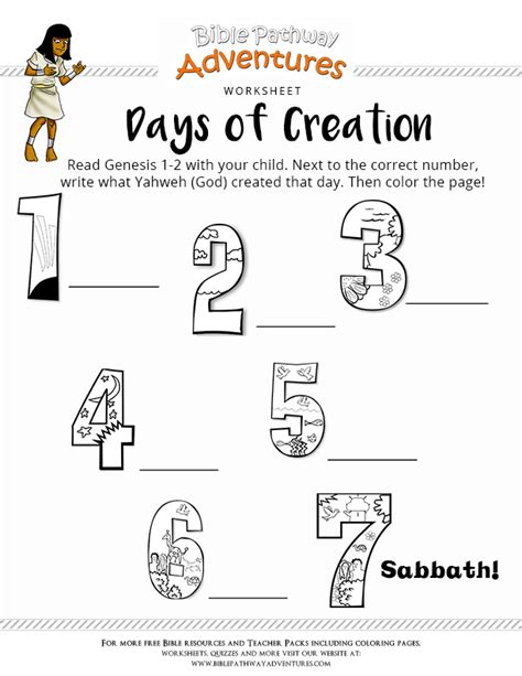 Printable Bible Worksheet Days Of Creation Kids Crafts Bible
