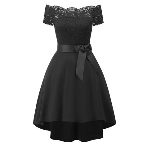 Party Dress Women Asymmetrical Black Dark Blue Sexy Lace Vintage Dress Plus Size Mid Calf Slash