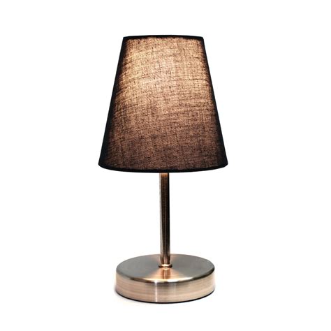 Simple Designs Sand Nickel Mini Basic Table Lamp With Fabric Shade