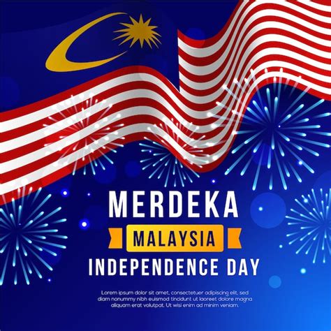 Premium Vector Hari Merdeka With Flag And Fireworks