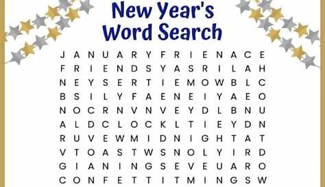 New Year's Word Search Free Printable