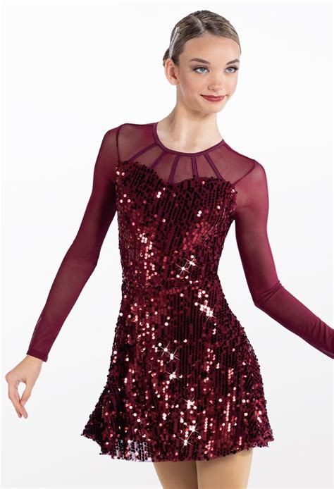 Long Sleeve Sequin Mesh Dance Dress Weissman®
