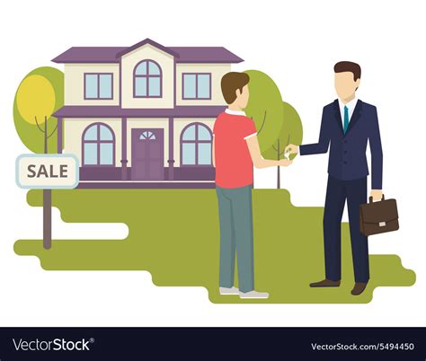 Young Man Is Buying A New House Royalty Free Vector Image