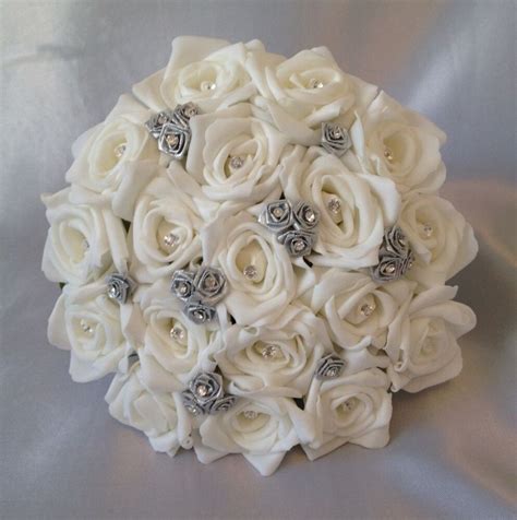 Artificial Wedding Flowers Silverwhite Foam Rose Wedding