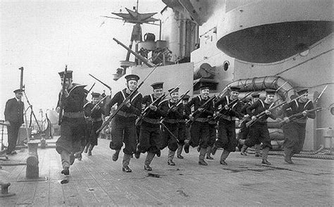 British Sailors Practice A Bayonet Charge On Board Hms Rodney