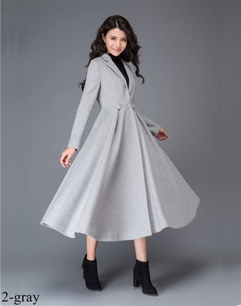 Long Wool Princess Coat Swing Wool Coat Fit Flare Coat Etsy Canada