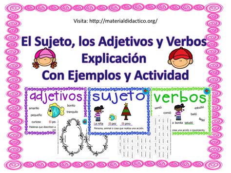 El Adjetivo Sujeto y Verbo Explicación Con Ejemplos y Actividad