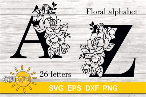 Floral Font Svg Vector Papercut Monogram Letter Svg Floral Alphabet