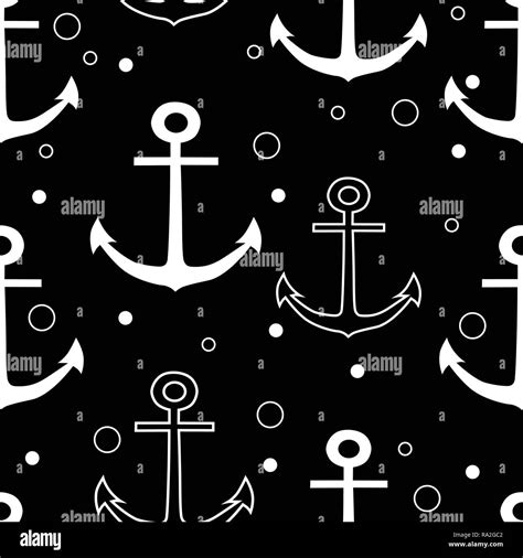 Seamless Wallpaper Sea Anchors Black And White Stock Photos And Images