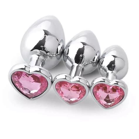 Cheap Sml Diamond Crystal Stainless Steel Butt Plug Heart Shaped Removable Anal Plug