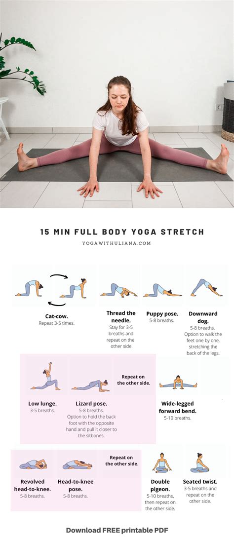 15 Min Full Body Yoga Stretch Pdf Video Easy Yoga Workouts