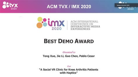 Exploitation Activities From Vrtogether Awarded At Acm Imx 2020