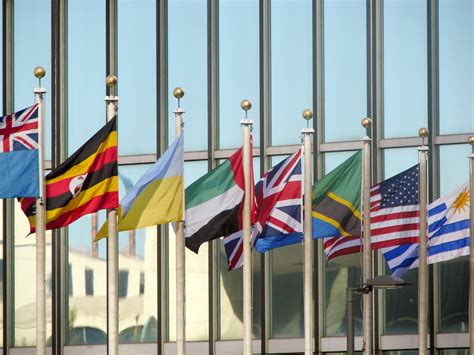 Flags In Front Of Un Headquarters United States Department Of State